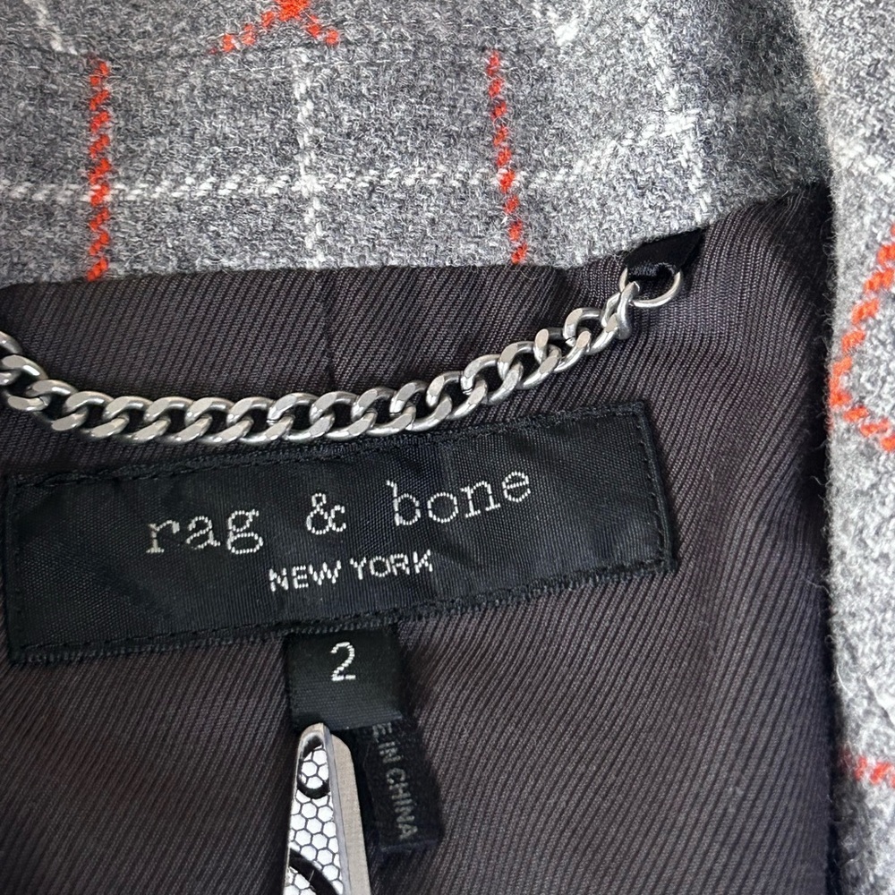 RAG & BONE Cotton Wool Blazer grey plaid size 2 Small - Picture 8 of 16